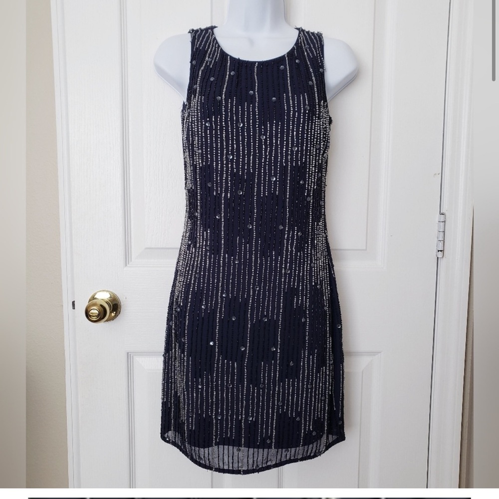 Aidan by Aidan Mattox Beaded Cocktail Mini Dress Womens Size 2